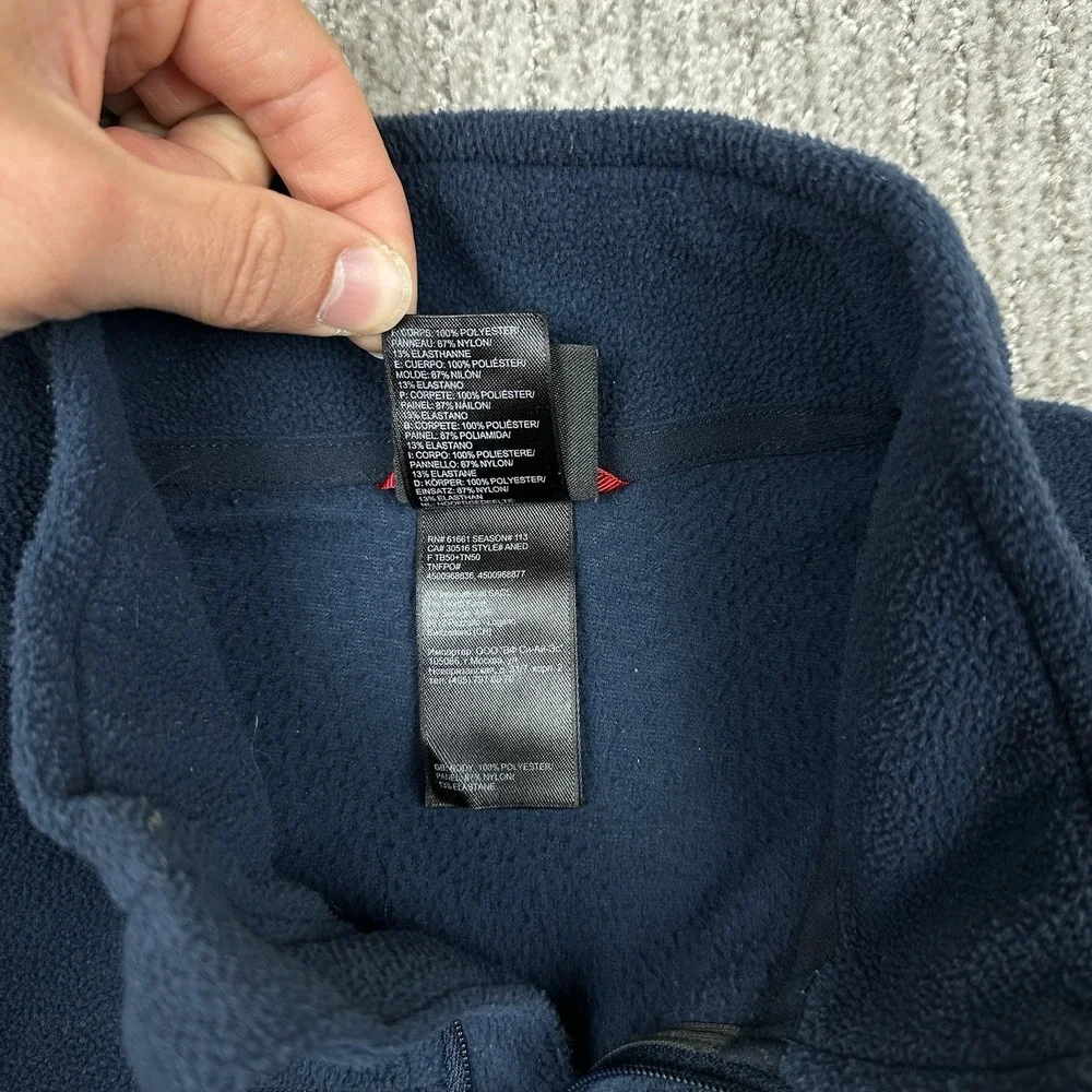 The North Face 1/4 Quarter Zip Mens Blue Size Medium Pullover Fleece Jacket Logo